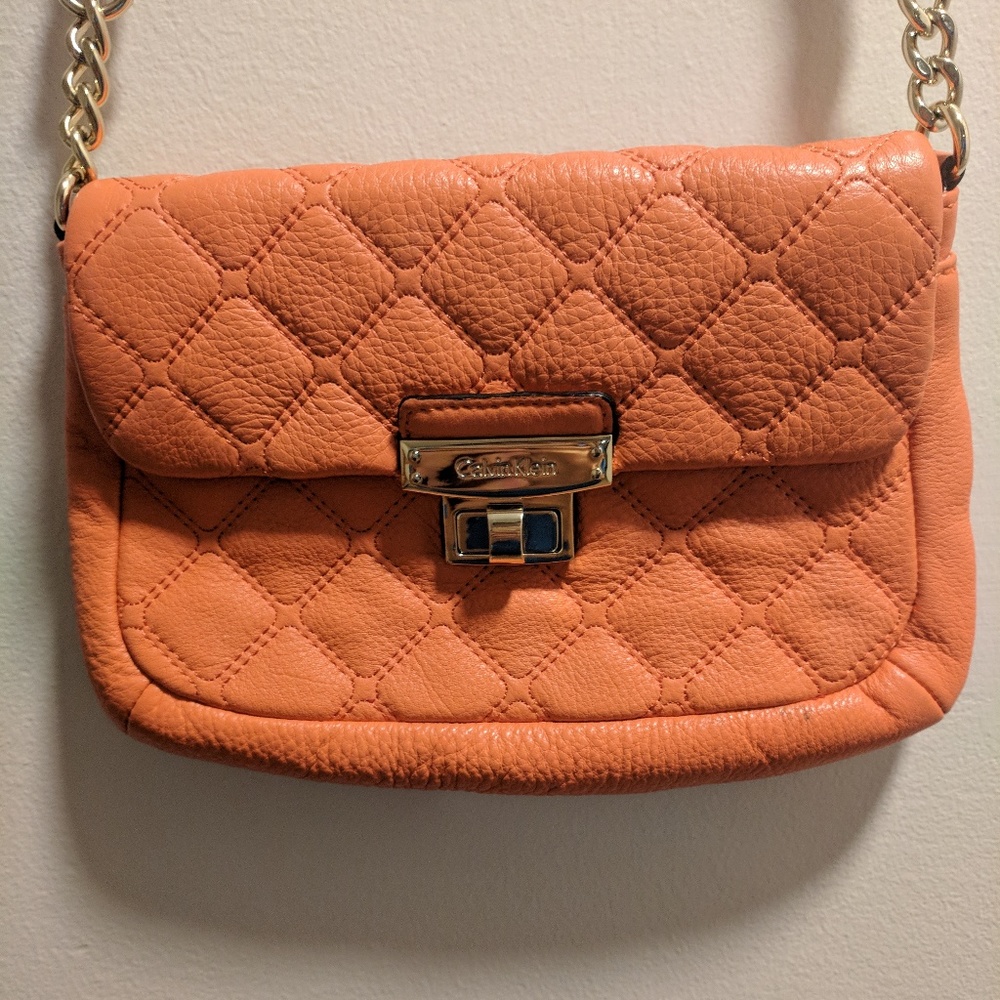 Calvin Klein Terracotta Quilted Crossbody Bag